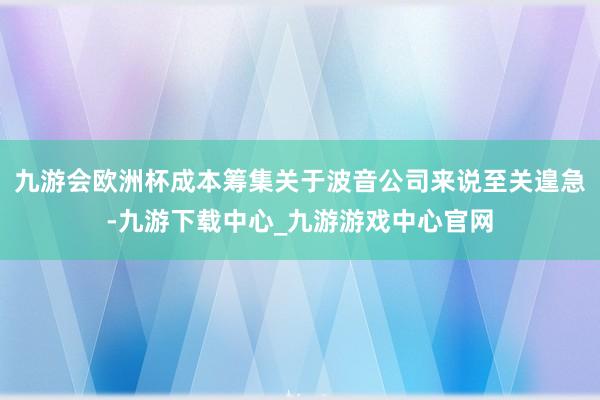 九游会欧洲杯成本筹集关于波音公司来说至关遑急-九游下载中心_九游游戏中心官网